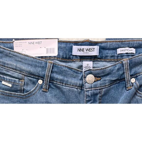 NWT NINE WEST Mid Rise Relaxed Fit Chrystie Capri Stretch Denim in Canyon, 12 - Picture 7 of 16